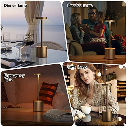 2Pack Cordless Table Lamp, Rechargeable LED Battery 5000mAh Metal USB Portable Powered Desk Lamp, 3 Levels Brightness Light for Restaurants Outdoor (2pack 10.25in Titanium) | Battery 5000mAh Metal USB Portable Powered Desk Lamp, 3 Levels Brightness Light