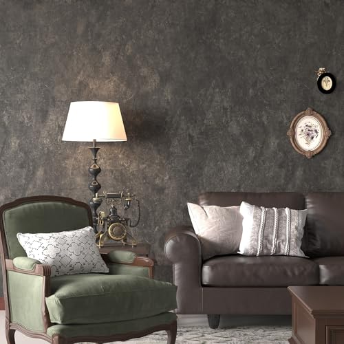 3yecao 16"×118" Thick Dark Tan Grey Concrete Wallpaper Peel and Stick Glossy Charcoal Gray Concrete Contact Paper Vinyl Adhesive Waterproof Brown Taupe Cement Stickers for Countertops Kitchen Walls - color: Dark Brown Grey, size: 16" x 118"
