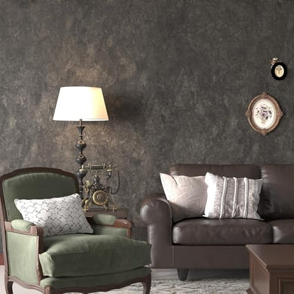 3yecao 16"×118" Thick Dark Tan Grey Concrete Wallpaper Peel and Stick Glossy Charcoal Gray Concrete Contact Paper Vinyl Adhesive Waterproof Brown Taupe Cement Stickers for Countertops Kitchen Walls - color: Dark Brown Grey, size: 16" x 118"