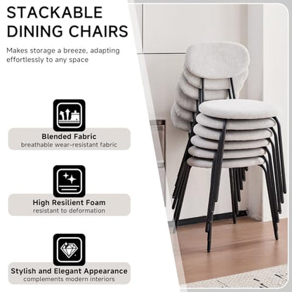 Stackable Guest Chairs Set of 4, Upholstered Waiting Room Chairs with Metal Legs for Reception, Breakroom, School, Meeting, Office - color: White, size: Set of 4
