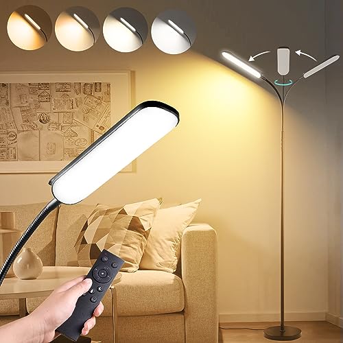 marctronic Floor Lamp, 18W 1800LM Super Bright LED Floor Lamp with Remote & Works with Smart Plug, Dimmable Timing Eye Caring Reading Lamps Floor Standing for Living Room Bedroom Office - color: Black