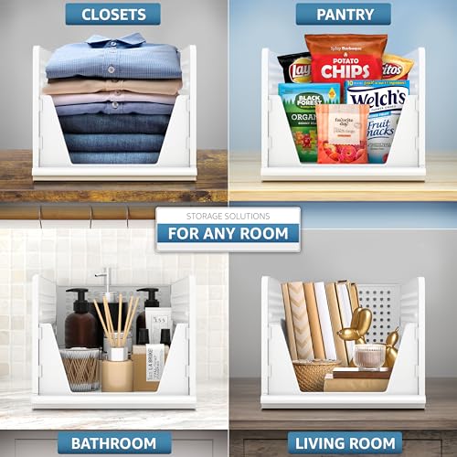 Sorbus 3 Pack Folding Closet Shelf Organizer for Clothes - Versatile Stackable Storage Baskets for Closet, Bathroom, Kitchen and Garage - Easy Access Open Front Design - Plastic Organizer Shelves - size: 3 Large