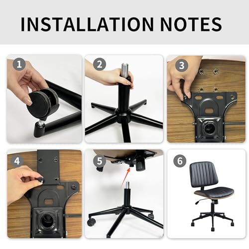 VipDesk Small Home Office Chair - Armless Mid Back Desk Chair with 360° Swivel and Wheels, PU Upholstered Height Adjustable Modern Walnut Computer Chair for Home, Office Meeting Room - White - color: Black, size: Classic