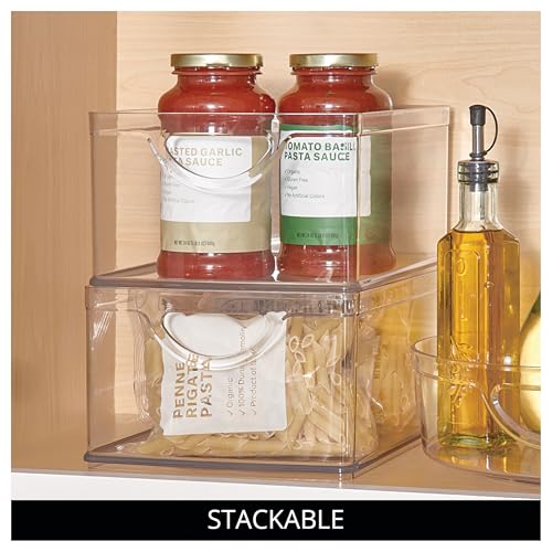 iDesign Pantry Storage Bins with Handles, Set of 2, Clear | Organizer Bins, For Cabinets or Fridge - size: Medium, style: Pack of 2