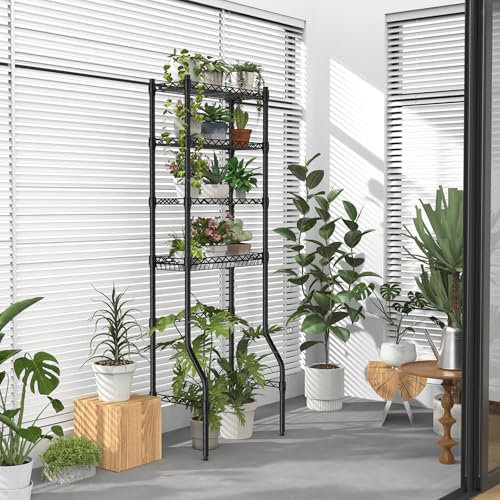 4 Tier Over The Toilet Storage Rack, Bathroom Organizers and Storage Over Toilet with Adjustable Shelf and Basket, Above Toilet Storage Bathroom Cabinet for Small Space (Black) - style: Modern