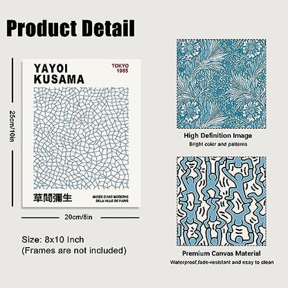 Matisse Wall Art Prints Set of 6, Abstract Blue Matisse Wall Art Exhibition Posters, Modern Blue Matisse Print William Morris Painting Yayoi Kusama Poster Claude Monet Prints, Boho Canvas Art Prints - color: Blue Matisse Wall Art, size: 8x10 inch