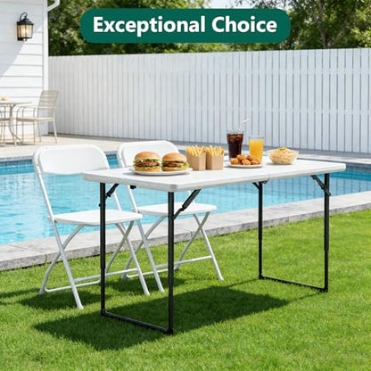 4FT Folding Table Adjustable Height Table (White, 4 Pack) - color: White, size: 4FT-4pack