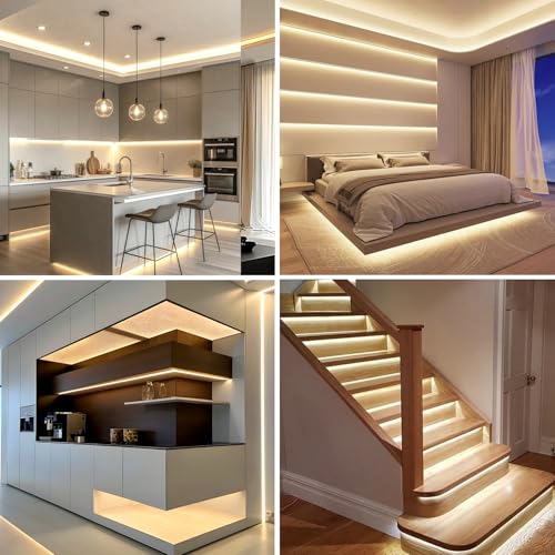 COB LED Strip Light 6ft Warm White,320LED/M 5V LED Strip Lights | Dimmable 3000K TV Backlight,USB Powered Flexible Under Cabinet LED Tape Light for Bedroom,Kitchen,Home DIY Lighting - color: Warm White, size: 6ft