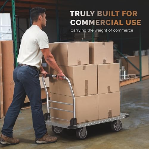 3000 lbs. Capacity Foldable Push Cart Dolly | Moving Platform Hand Truck | Heavy Duty Space Saving Collapsible | Swivel Flat Bed Wagon - Furniture Luggage Lifting - color: Silver, size: 3000 lbs.