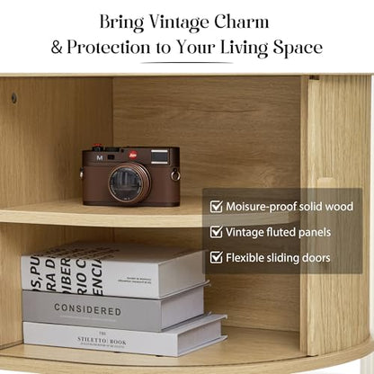 Executive Office Desk with Storage, 63 Inch Large Computer Workstation Desk with Drawer and File Cabinets, Mid Century Modern Fluted Wood Writing Desk for Home Office, Study Room, Living Room, Natural - color: Natural