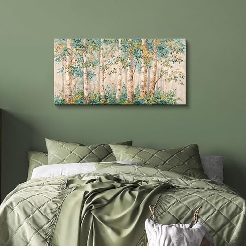 Botanical Tree Of Life Wall Art Prints Serene Birch Tree Forest Canvas Wall Art Decor For Living Room Artwork For Walls Green Wall Decor Pictures For Bedroom Farmhouse Home Wall Decoration Aesthetic 20 X 40 Inch - color: LAI-13E, size: 40"L x 20"W