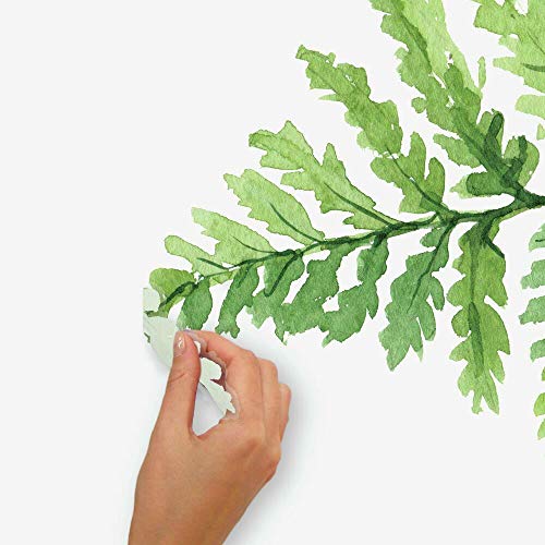 RoomMates RMK4559TBM Watercolor Fern Giant Peel and Stick Wall Decals , Green