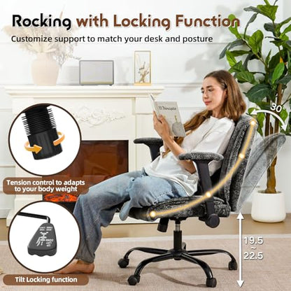 Criss Cross Chair with Wheels & Flip Arms, Wide Cross Legged Office Chair with Adjustable Tilt Criss-Cross Desk Chair with Lumbar Support for Home Office, Bedroom, Apartment Black - color: Black