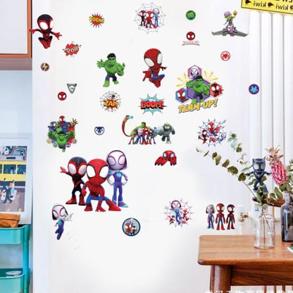Superhero Wall Decals, Peel and Stick Removable Wall Stickers for Bedroom Party Decor, 80×30cm Comic Hero Wall Art Decorations