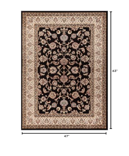 Well Woven Barclay Collection Sarouk Black 4x5 Area Rug - for Entryways, Small Bedrooms, Living Rooms - color: Black, size: 3'11" x 5'3" (Rectangular)