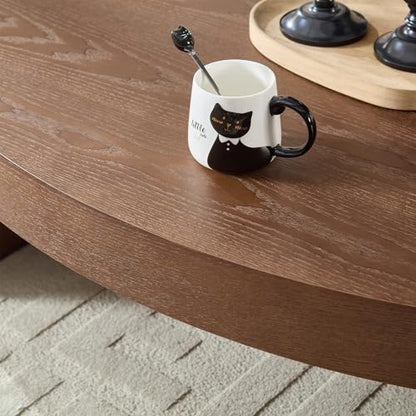 42.24” Modern Oval Coffee Table, MDF Center Table, Conference Table, Minimalist Accent Dinning Coffee Table for Living Room, Apartment,Office,Courtyard,No Assembly.(Walnut) - color: Walnut-f