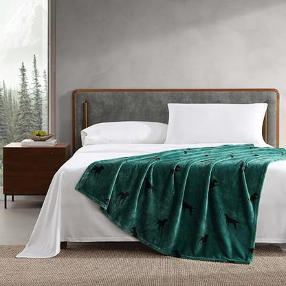 Eddie Bauer - Throw Blanket, Ultra-Soft & Reversible Plush Bedding, Blanket for Couch & Bed (Buddy The Dog Green, 50" x 60") - color: Buddy the Dog Green, size: 50" x 60"