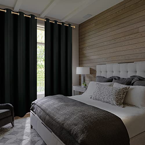 Diraysid Black Grommet Blackout Curtains for Bedroom Thermal Insulated Room Darkening Curtains Drapes, 52 x 95 inch, 2 Panels - color: Black, size: 52"W x 95"L (Pack of 2)