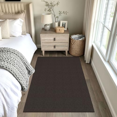 Washable Area Rug, Non Slip Entryway Rug, 4x5 Ft, Taupe/Coffee | Washable Cotton Braided Throw Rug, Non Slip Rubber Dot Backed, For Bedroom, Living Room, Entryway, Kitchen, Foyer - color: Taupe/Coffee, size: 4' x 5' (Rectangular)
