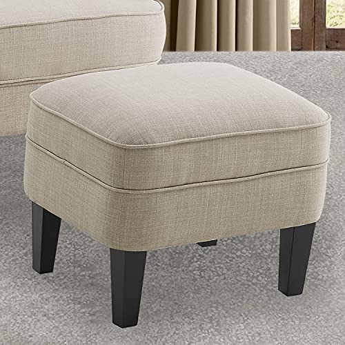 Rosevera Accent Chair with Ottoman Set - Mid-Century Modern Upholstered Armchair for Living Room or Bedroom - Comfy Reading Chair with Footrest, Small Accent Chair - Beige - color: Polyester Natural With Ottoman