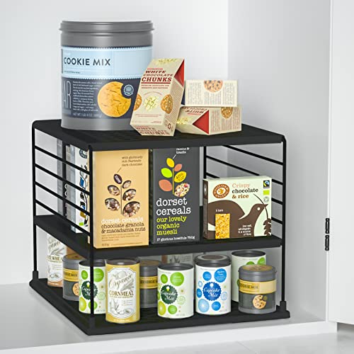 Adjustable Pantry Organizers and Storage - Steel Wire & Plastic Saran Wrap Holder, Black, 10.75 in x 12 in x 9.25 in - color: Black&black