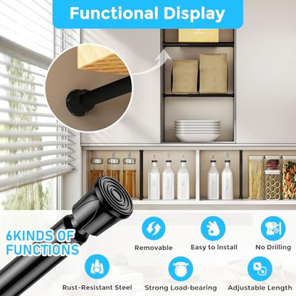 4PCS Small Spring Tension Curtain Rod 8 to 12 Inch, Mini DIY Tension Rods No Drill for Slim Window Sidelights Cupboard, Black - color: Black, size: 8 to 12inch-4pcs