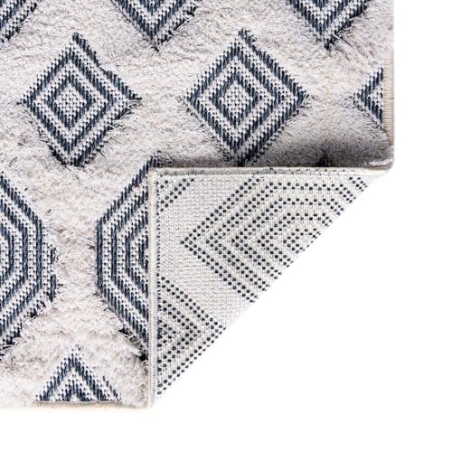 Rugs.com - Sabrina Soto Casa Rug – 12 Ft Runner Navy Blue Textured Cotton Runner Modern Geometric Design for Hallways and Entryways - color: Navy Blue, size: 2'7" x 12' (Runner)