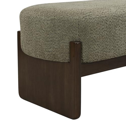 Christopher Knight Home Arden Minimalist Loop Yarn Fabric Dining Bench, Wooden Entryway Ottoman Bench, Modern Living Room Sofa Ottoman Footrest, Bedroom End of Bed Bench, Dark Green+Brown - color: Dark Green+brown