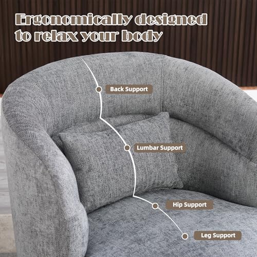 Swivel Accent Chair Set of 2, 360 Degree Round Swivel Barrel Chair with Pillow, Upholstered Comfy Barrel Armchair Single Club Sofa Chair for Living Room, Bedroom, Reading Room,Dark Grey - color: Dark Grey-set of 2