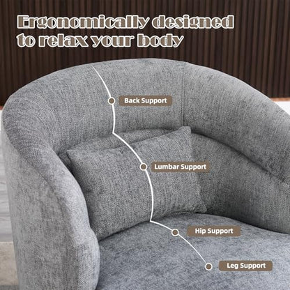 Swivel Accent Chair Set of 2, 360 Degree Round Swivel Barrel Chair with Pillow, Upholstered Comfy Barrel Armchair Single Club Sofa Chair for Living Room, Bedroom, Reading Room,Dark Grey - color: Dark Grey-set of 2