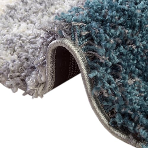 Rugs.com - Soft Touch Shag Rug – 13 Ft Runner Turquoise Shag Runner Rug – Plush Abstract Design for Hallways and Entryways - color: Turquoise, size: 2'7" x 13' (Runner)