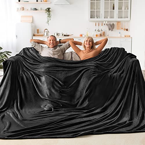 BEDELITE Fleece Blanket Soft Plush Oversized Bed Blanket Black 120"x120" | Ultra Soft Plush Fleece, Lightweight Warmth, All Season Comfort, Fade Resistant, Machine Washable, Perfect for Sharing - color: Black, size: Oversized King(120"x120")
