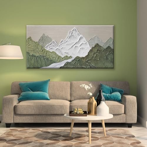 YISXINOAG Mountain Abstract Wall Art For Living Room Modern Canvas Art Wall Decor Print Green Wall Art Abstract Mountain Forest Landscapes Print Painting Ready To Hang Wall Pictures 24×48 In - color: Grass Green, size: 48"L x 24"W