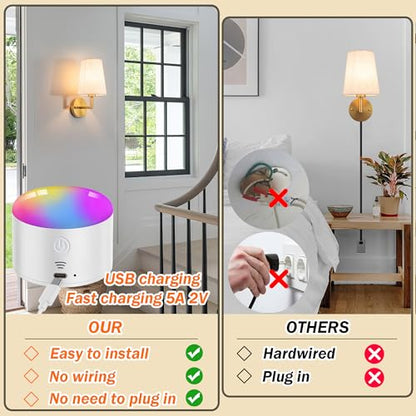 Wall Sconce Battery Operated Wall Light Fixure with Remote Control, Dimmable Battery Operated Wall Sconces Set Of Two, Indoor Wireless Wall Mounted Lamp with Rechargable Bulb For Bedroom Living Room ( - color: Bronze-SetOfTwo