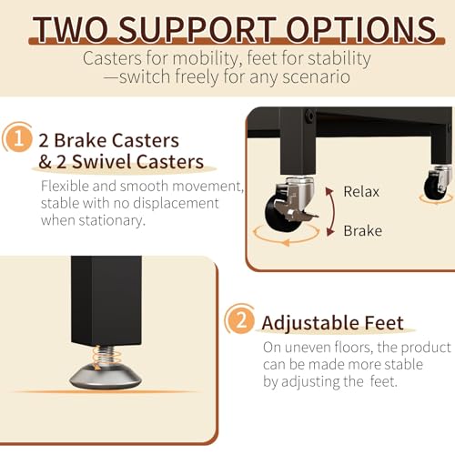Baker's Rack with Power Outlet, 3-Tier Adjustable Microwave Cart, Greige | Microwave Stand with Storage, Spice Rack，Locking Wheels, Coffee Station for Kitchen，Living Room，Coffee Bar，Office - color: Greige