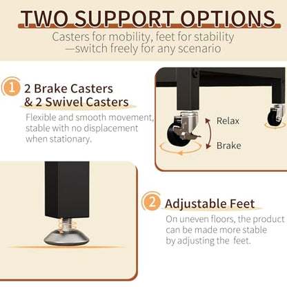 Baker's Rack with Power Outlet, 3-Tier Adjustable Microwave Cart, Greige | Microwave Stand with Storage, Spice Rack，Locking Wheels, Coffee Station for Kitchen，Living Room，Coffee Bar，Office - color: Greige