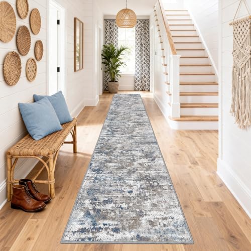 Washable Carpet Runners for Hallway 16ft-Non Slip Floor Runners for Dogs, Abstract Hallway Runner Rug with ‌Silicone Backing, Stain Resistant Rug for Indoor High Traffic,2.6x16,Multi | Washable Runner Rug with Silicone Backing for Dogs Stain-Resistant Mod