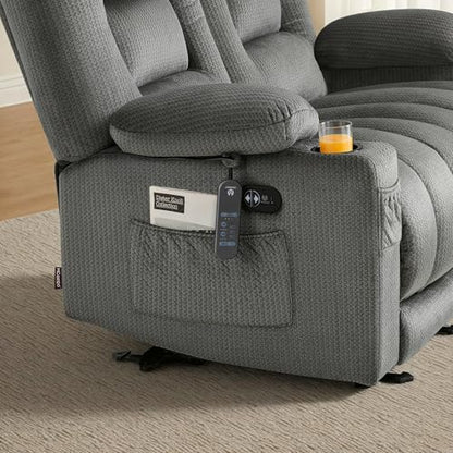 MCombo 56 in Reclining Loveseat Recliner with Heat & Massage PR648 (Grey) | 155° Zero Gravity, Dual Charging Ports, Cup Holders, FSC & OEKO Certified - color: Grey, size: Loveseat Recliner with Zero Gravity