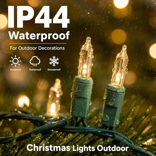 TW SHINE Warm White Christmas Lights Outdoor, 20FT 100 Count Incandescent Christmas Light Indoor, Waterproof Christmas Tree String Lights for Xmas Decorations | TW SHINE Christmas Light Indoor, Waterproof Christmas Tree String Lights for Outside Xmas Deco