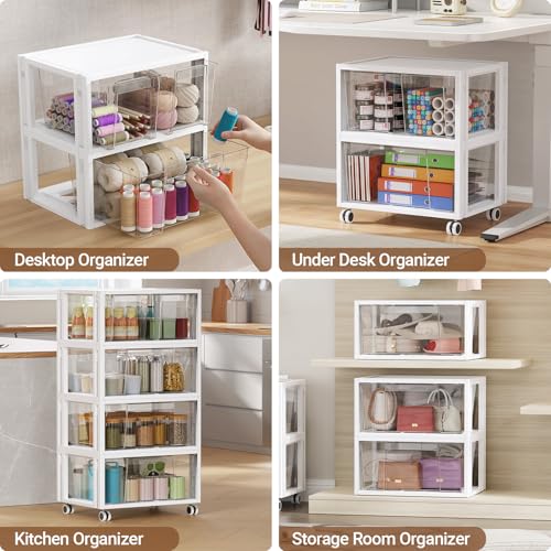 Stackable Storage Drawer Carts, Extra Large Bins 4 Tier 5 Drawers | Smooth Pull-Out Drawers, Clear Plastic Storage Organizer Container For Home Office Bedroom Bathroom Art Crafts Under Desk - size: 4 Tier 5 Drawer