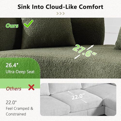 66.93 Inch Curved Loveseat Sofa with High - Density Foam Cushion, Full Compression Modular 2-Seater Couch, No Assembly Required, for Small Spaces & Living Room, Olive Green - color: Olive Green, size: 66.93 inches Mini Version