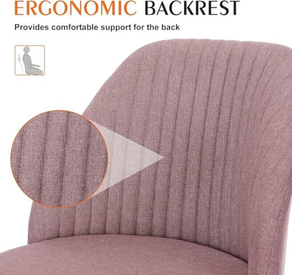 Simple Deluxe Armless Office Desk Chair, Modern Cute Swivel Vanity Chair Comfy Home Office Chairs with Wheels Height Adjustable Rolling Computer Task Stools for Living Room, Make-up, Bedroom, Pink - color: Pink