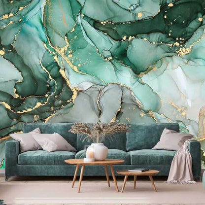 Jdayda Green Marble Wallpaper Mural Abstract Large Photo Art | 149"x107" Not Self-Adhesive Wall Murals for Bedroom Living Room - color: MURAL-0045, size: 149" x 107"