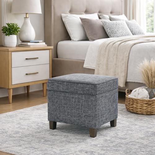 HomePop 18" Classic Square Storage Ottoman - Slate Grey - color: Slate Grey
