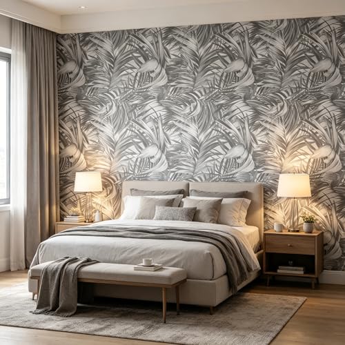 Tropical Palm Leaves Peel and Stick self Adhesive Wallpaper - 128''x32'' - color: X03, size: 128"x32"