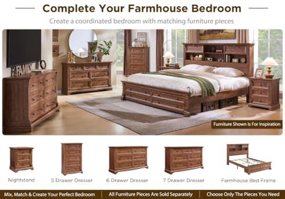 Farmhouse Nightstand Set of 2, 23.6"W Wood End Table With Charging Station | 26" Tall Side Table w/Roman Column, End Tables Living Room Set of 2, Bedside Cabinet for Bedroom, Reclaimed Barnwood - color: Reclaimed Barnwood, size: 23.6"W x 15.7"D x 26"H