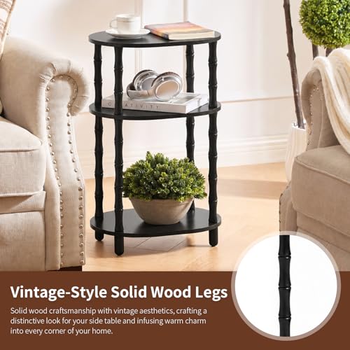 Side Table, 3-Tier Oval Accent Small End Table, Modern Oval Nightstand Accent Table for Small Space, Bedrooms, Living Room, Easy to Assemble, Black - color: Black, size: 15.7" x 11.6" x 24.4"
