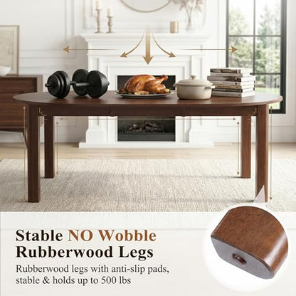 HNY Extendable Dining Table Round to Oval for 4-8, 42"-77" Oak Veneer Kitchen Table with Sturdy Legs, Modern Farmhouse Expandable Dining Room Table for Family Gatherings & Small Apartments, Walnut - color: Wanult