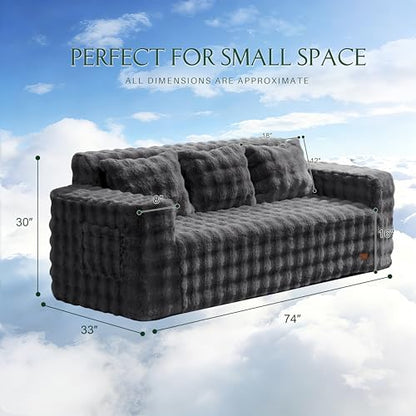 ZurNesfure Sofa Couch 3-Seater Boneless Sofa with Pillow Darkgrey,3-Seater | No Assembly Need, Modern Couch with deep seat and Washable Cover Cloud Sofa for Living Room Bedroom Apartment - color: Bubble Darkgrey, size: 3-seater
