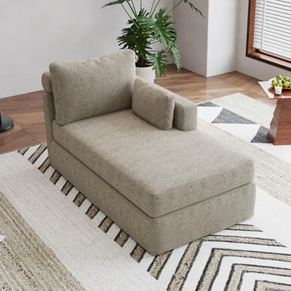 Chifee & Vingol Chaise Lounge with Right Armrest 31.89" Upholstered Modern Lounge Couch Sleeper Sofa with Cushions & Pillows for Living Room Bedroom Reading Nook,Taupe-1 - color: Taupe-1, size: Single Chaise-Right Armrest
